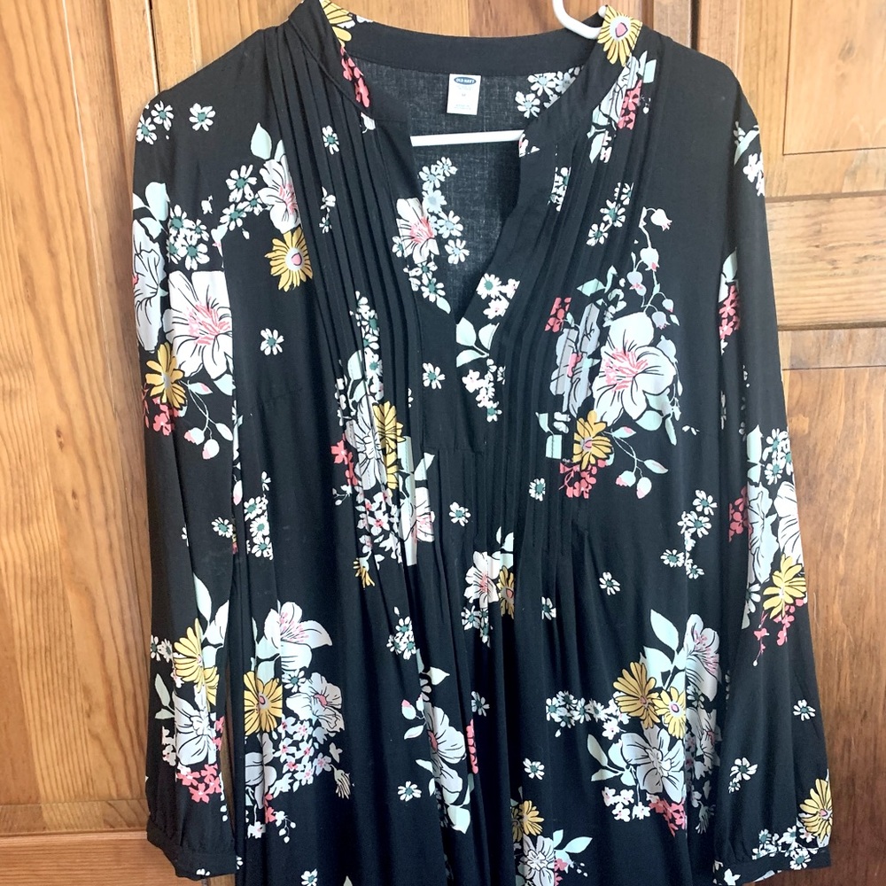 Floral-Print V-Neck Long-Sleeve Swing Dress for Women